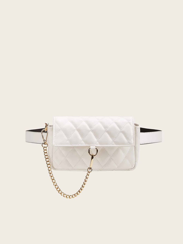 Chain Decor Quilted Fanny Pack