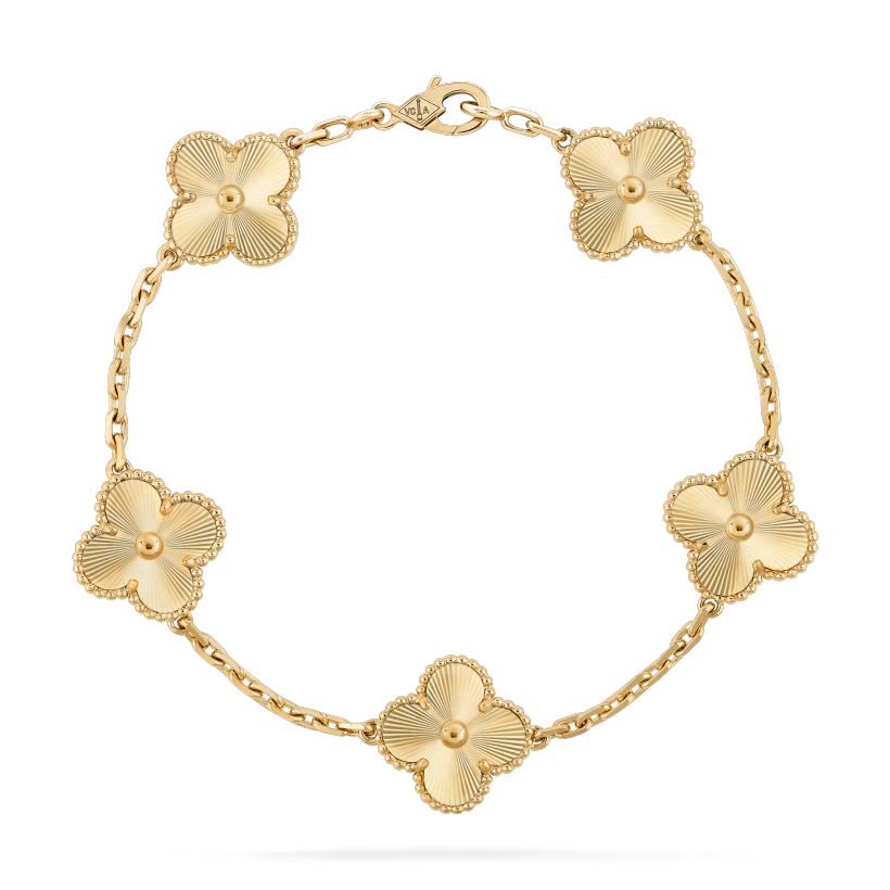 Van Cleef & Arpels Vintage Alhambra Bracelet, 5 Motifs 18k Gold