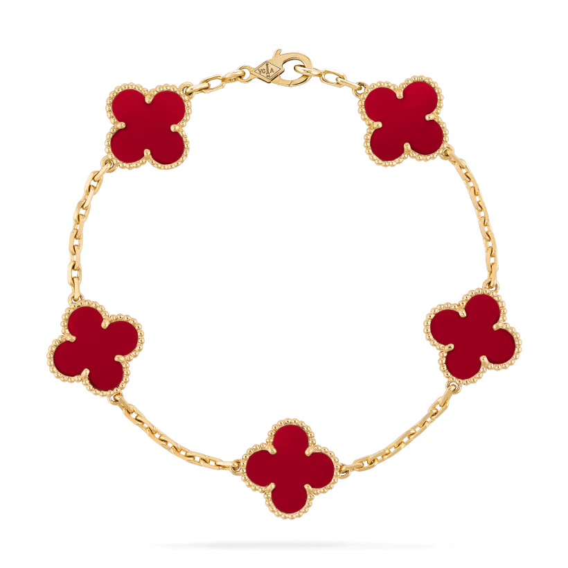 Van Cleef & Arpels Vintage Alhambra Bracelet, 5 Motifs Yellow Go - Click Image to Close