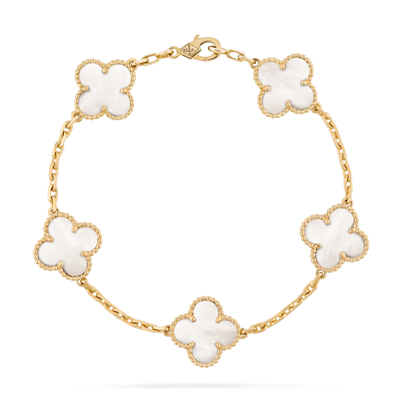 Van Cleef & Arpels Vintage Alhambra Bracelet, 5 Motifs , Mother- - Click Image to Close