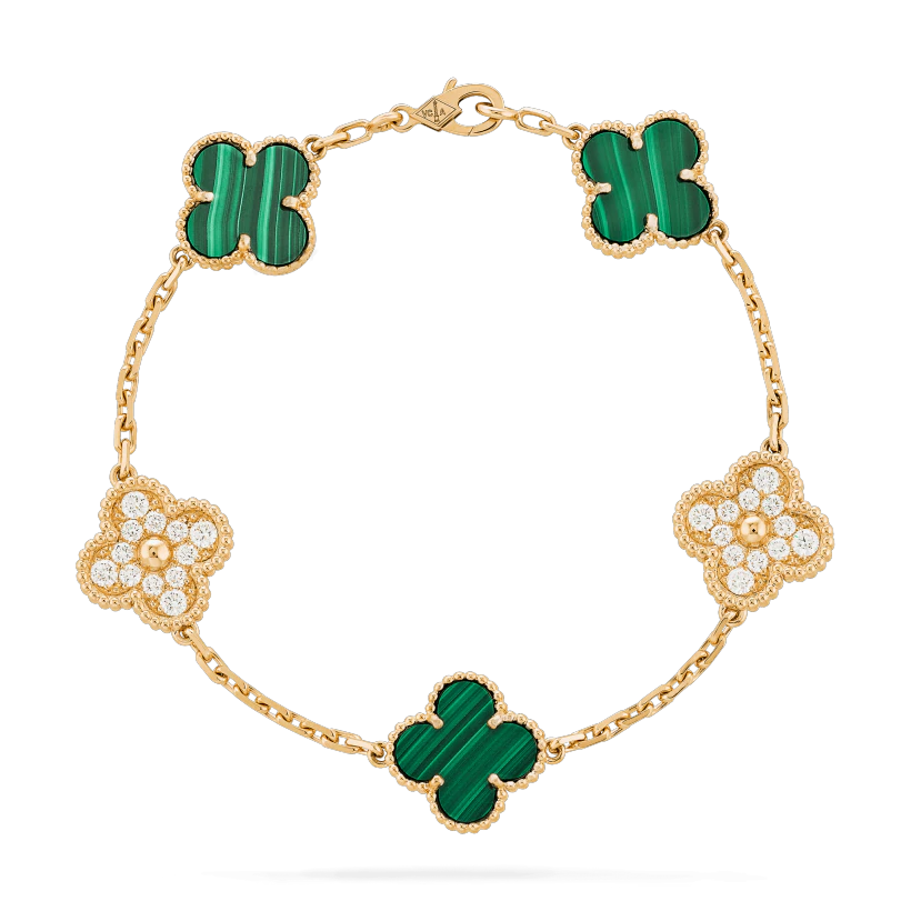 Van Cleef & Arpels Vintage Alhambra bracelet, 5 motifs yellow go - Click Image to Close