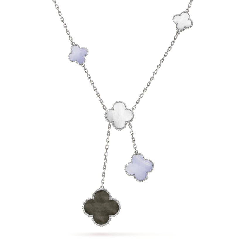 Van Cleef & Arpels Magic Alhambra Necklace, 6 Motifs White Gold, - Click Image to Close