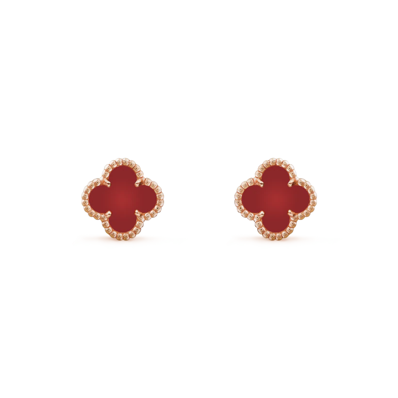 Van Cleef & Arpels Sweet Alhambra Earstuds Rose Gold, Carnelian - Click Image to Close