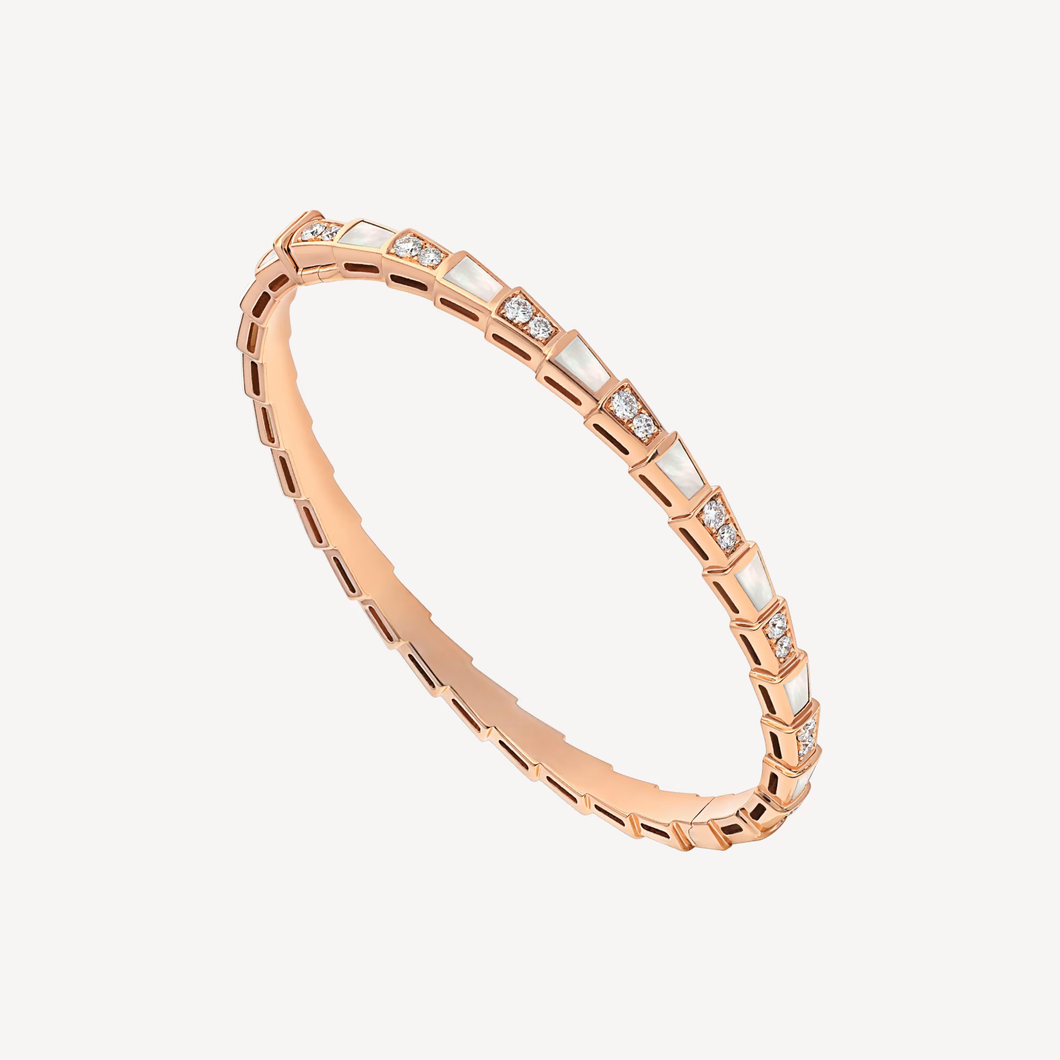 Bvlgari SERPENTI VIPER Bracelet Rose Gold with Pave Diamonds and - Click Image to Close