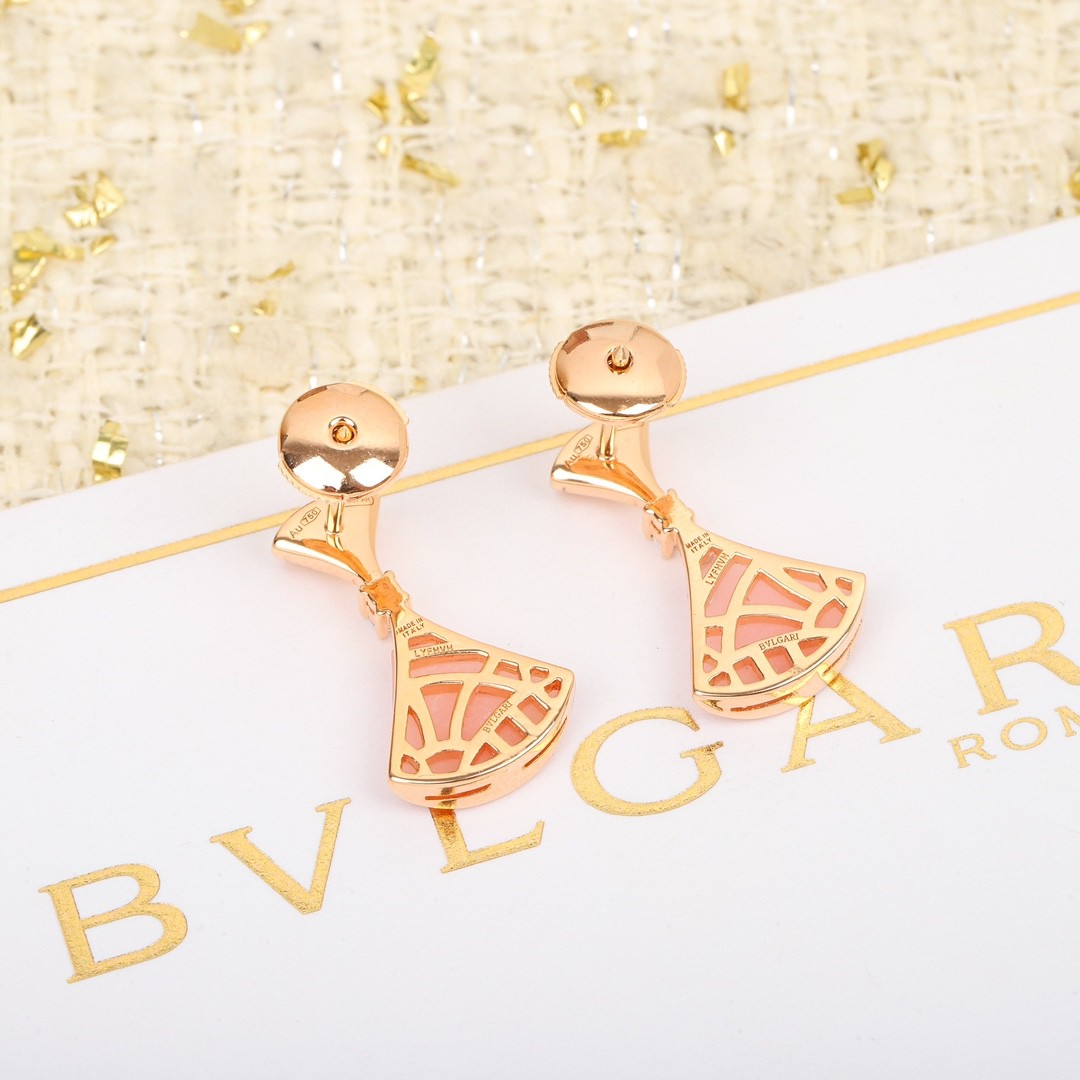 Bulgari Diva's DREAM Earrings Rose Gold with Pink Opal and Pave