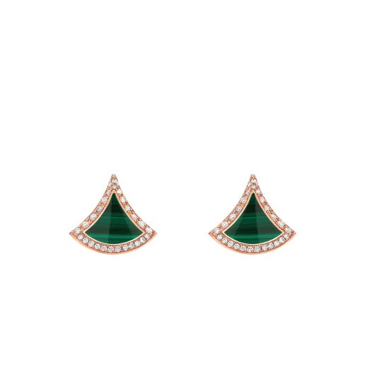 Bulgari Diva's DREAM Stud Earrings Rose Gold With Malachite and - Click Image to Close