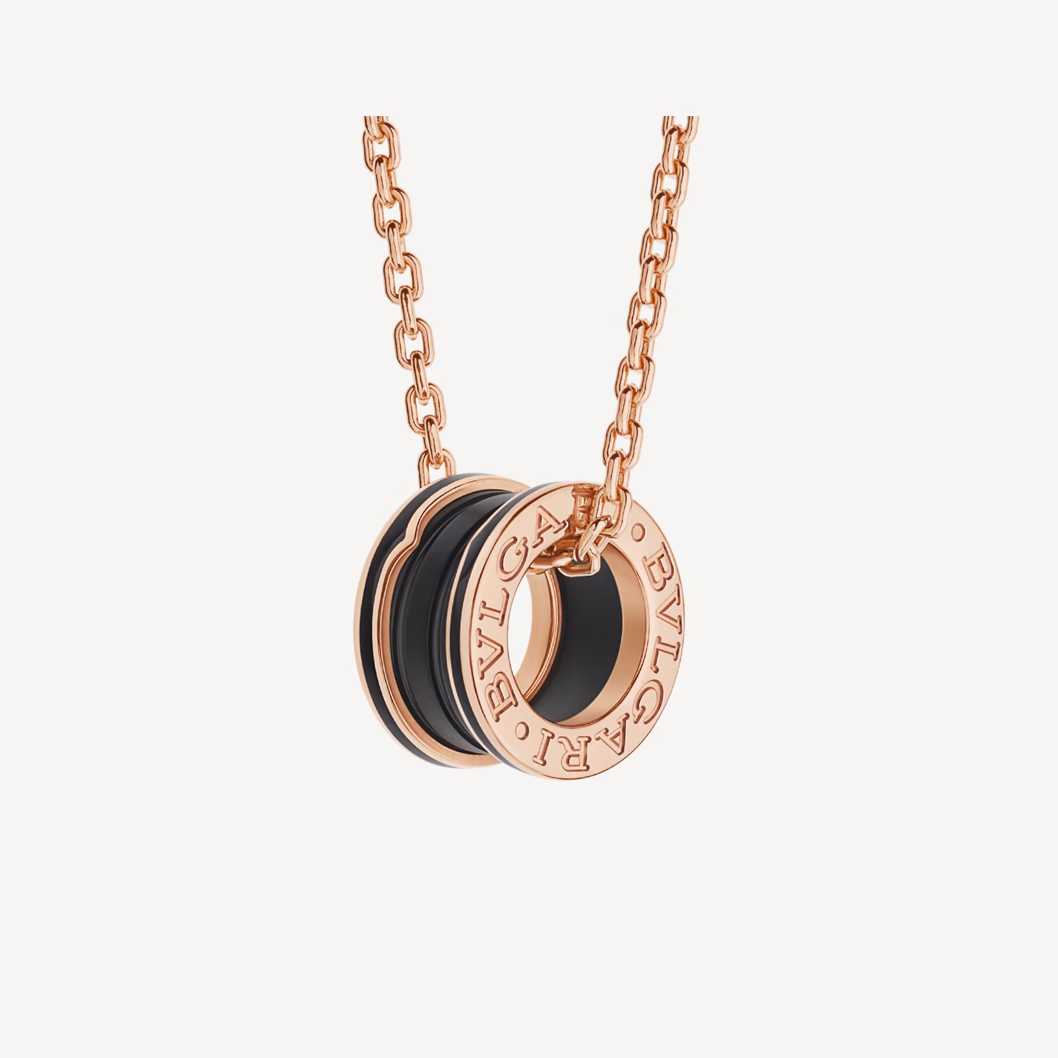 Bvlgari B.zero1 Pendant Necklace Rose Gold with Matte Black Cera - Click Image to Close