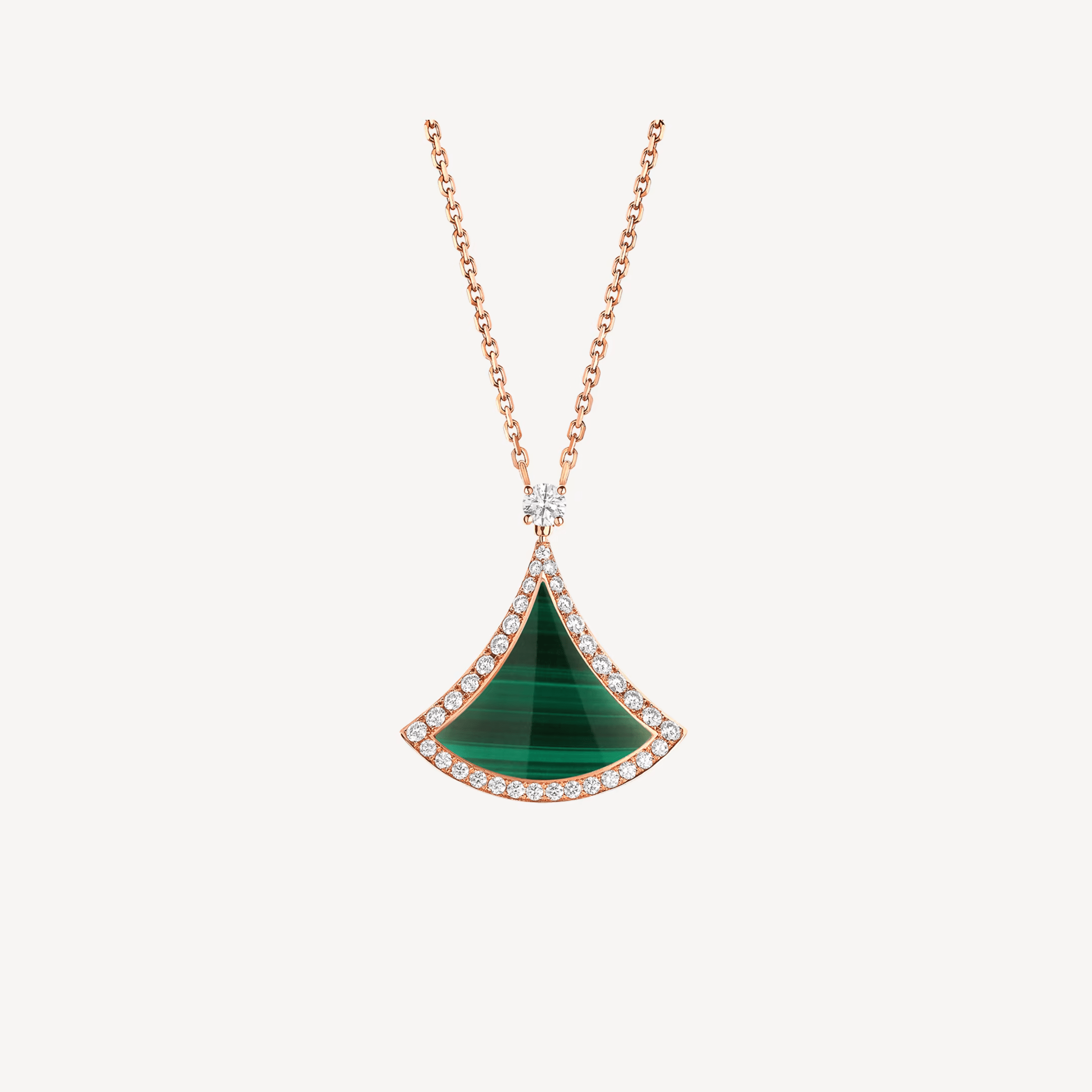 Bulgari Diva's DREAM Rose Gold Pendant Necklace set with Malachi - Click Image to Close