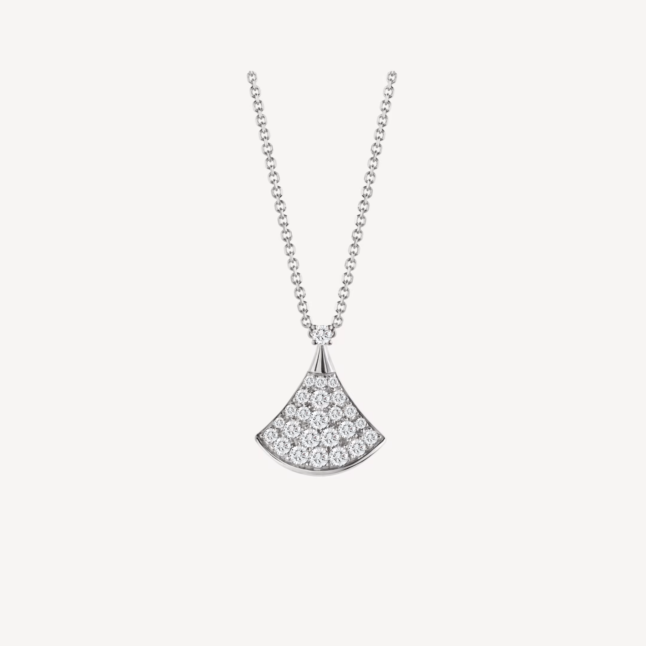 Bulgari Diva's DREAM White Gold Necklace with Pave Diamonds - Click Image to Close