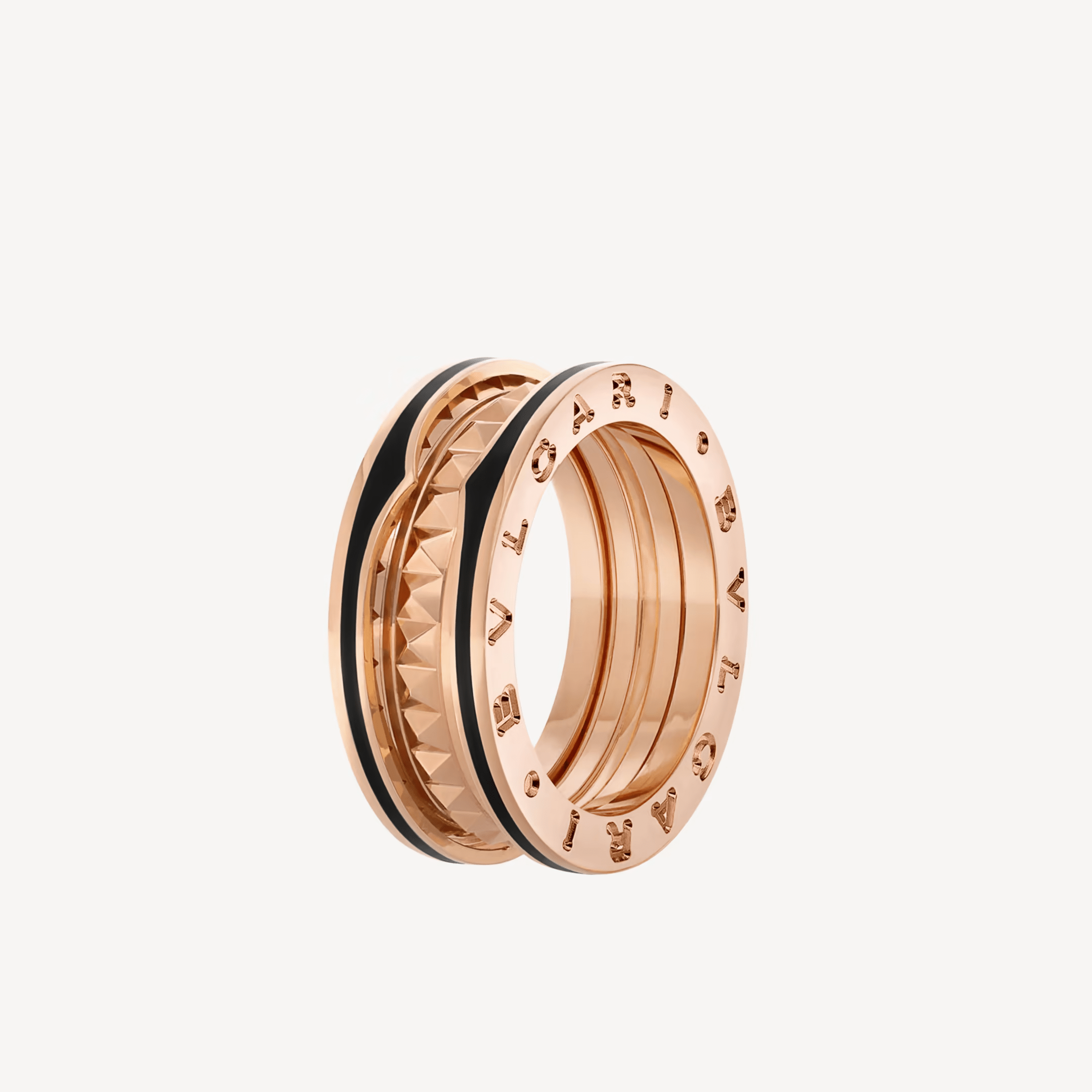 Bvlgari B.zero1 Rock Two-Band Ring in Rose Gold with Black Ceram