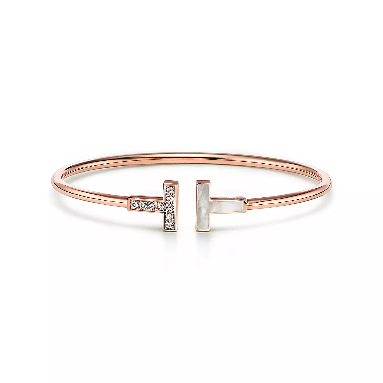 Tiffany T Bracelet in Rose Gold with Mother-of-pearl and Diamond