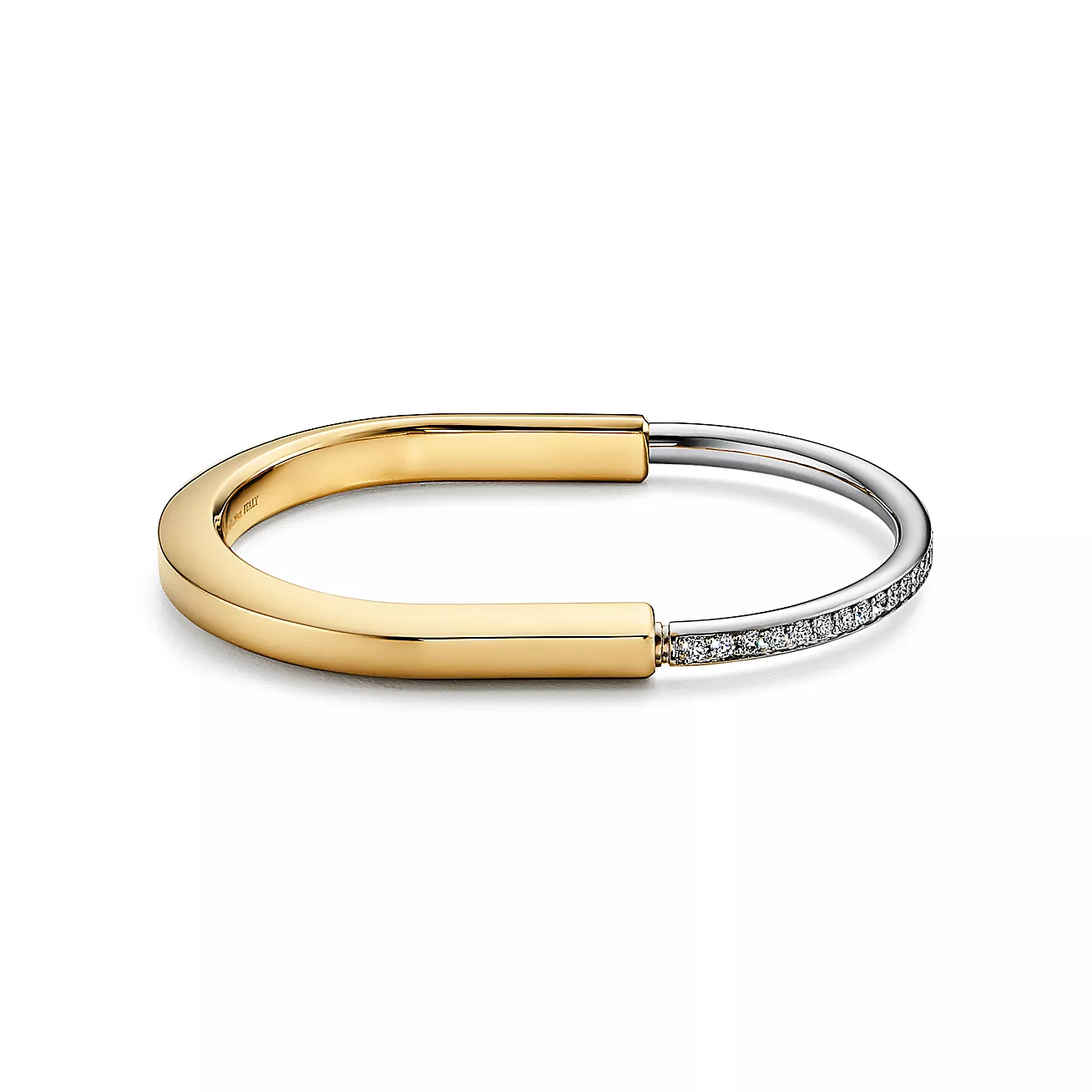Tiffany Lock Bracelet in Gold with Half Pavé Diamonds - Click Image to Close