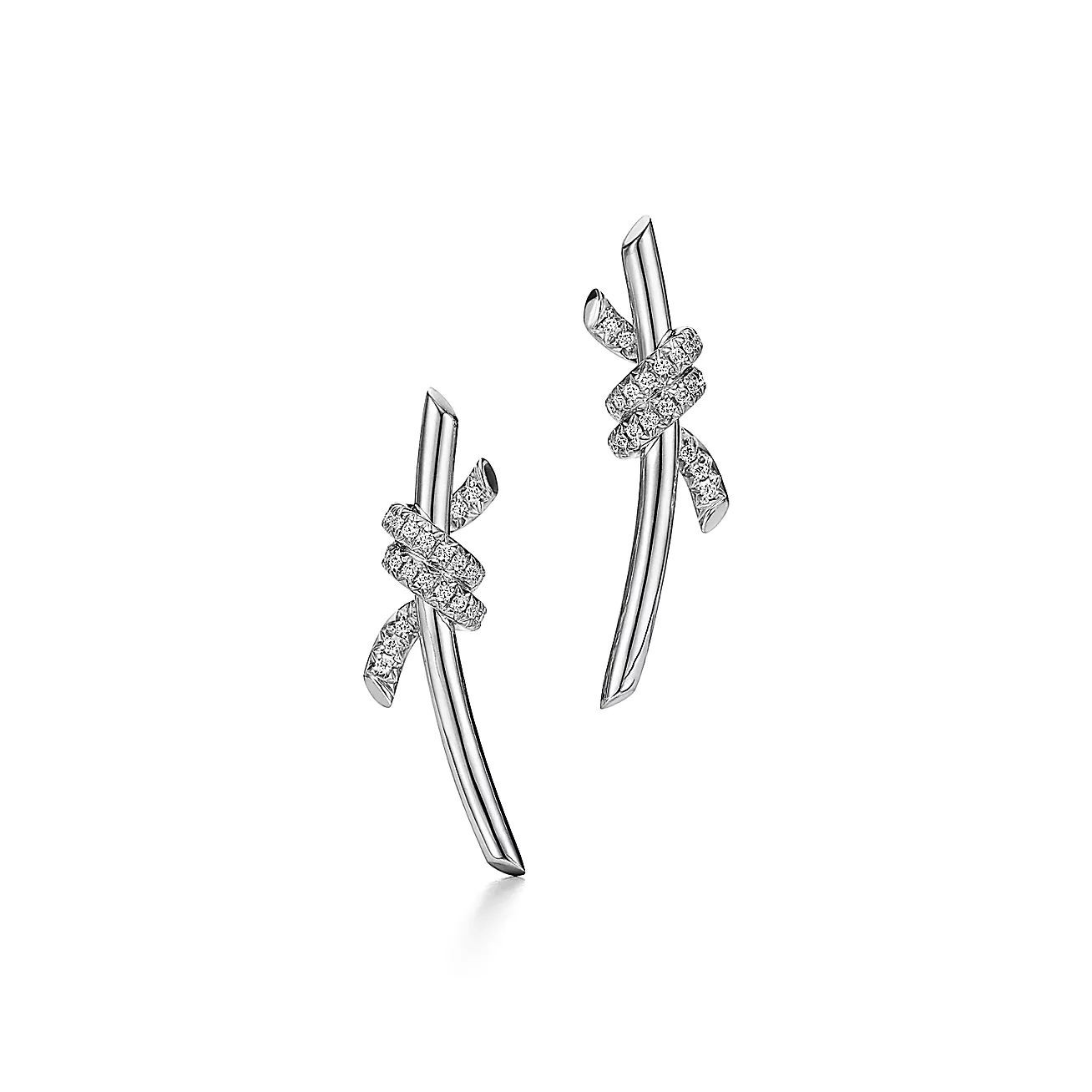 Tiffany Knot Earrings in 18k Gold with Diamonds - Click Image to Close
