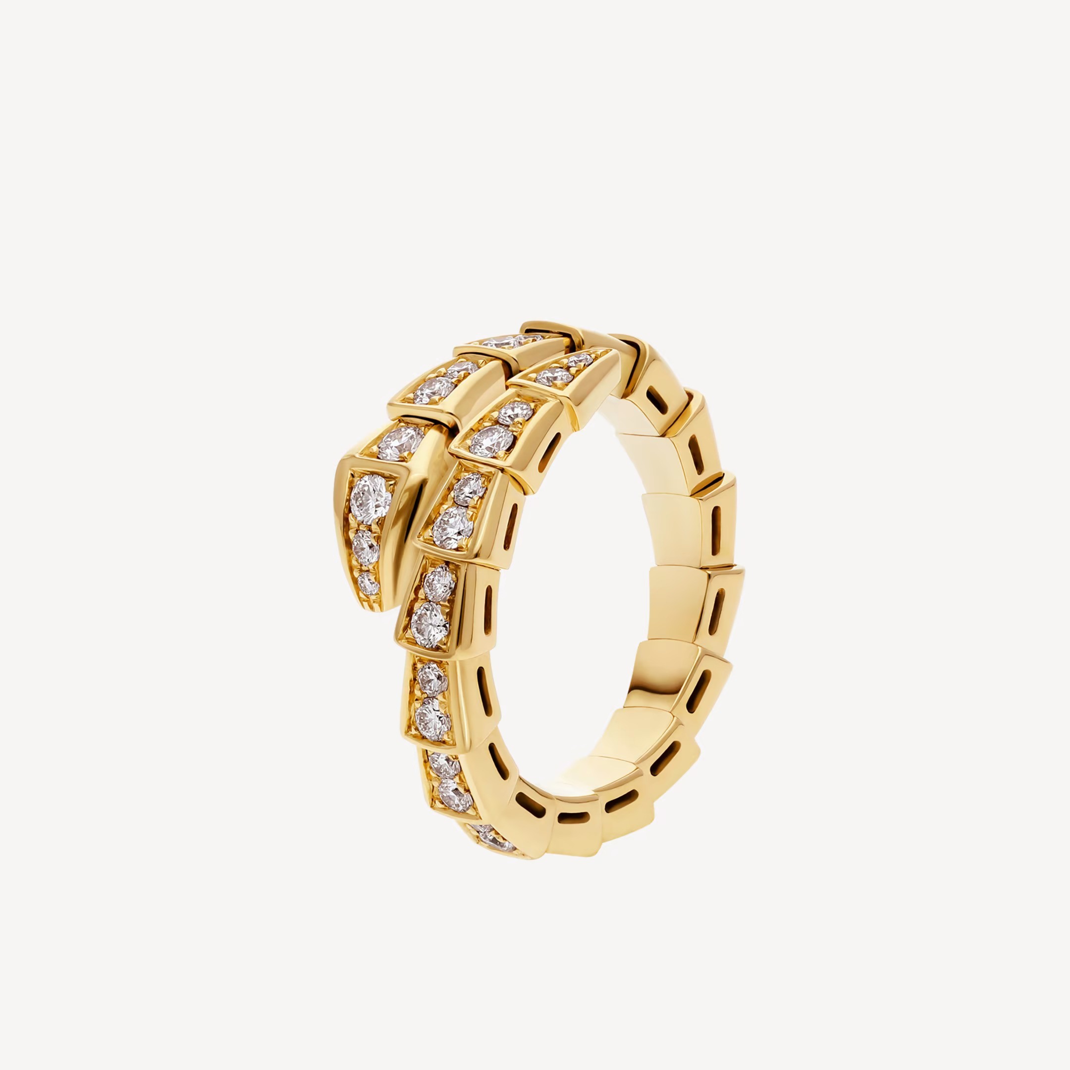 Bulgari Serpenti Viper 18k gold ring set with pavé diamonds