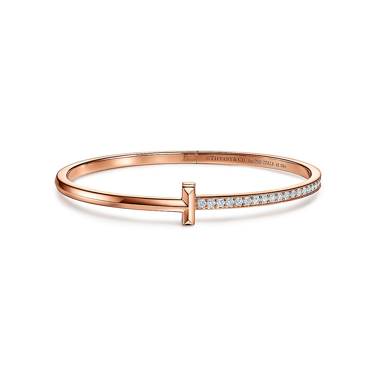 Tiffany T T1 Narrow Diamond Hinged Bangle in 18k Gold